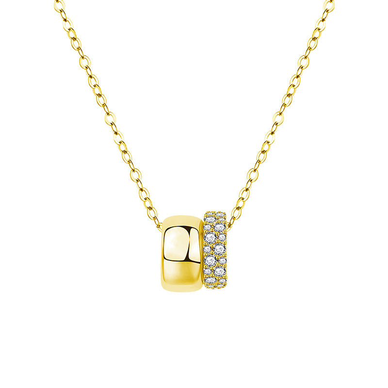 S925 Sterling Silver Moissanite Double Ring Necklace