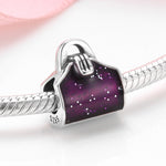 S925 Sterling Silver Purple Handbag Bead Pendant