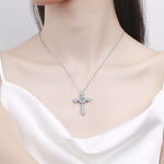 S925 Sterling Silver Moissanite Full Inlaid Cross Pendant Necklace