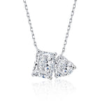 S925 Sterling Silver Rectangular Heart-Shaped Pendant Necklace
