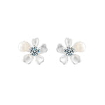 Moissanite & S925 Sterling Silver Orchid Pearl Stud Earrings