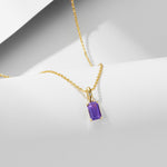 S925 Sterling Silver Natural Amethyst Olivine Pendant Necklace