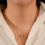 S925 Sterling Silver Geometric Twisted Double Ring Necklace