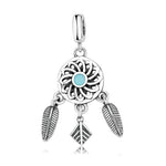 S925 Sterling Silver Dream Catcher Hollow Flower Feather Tassel Pendant