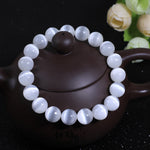 Natural Moroccan Selenite and Cat's Eye Bracelet