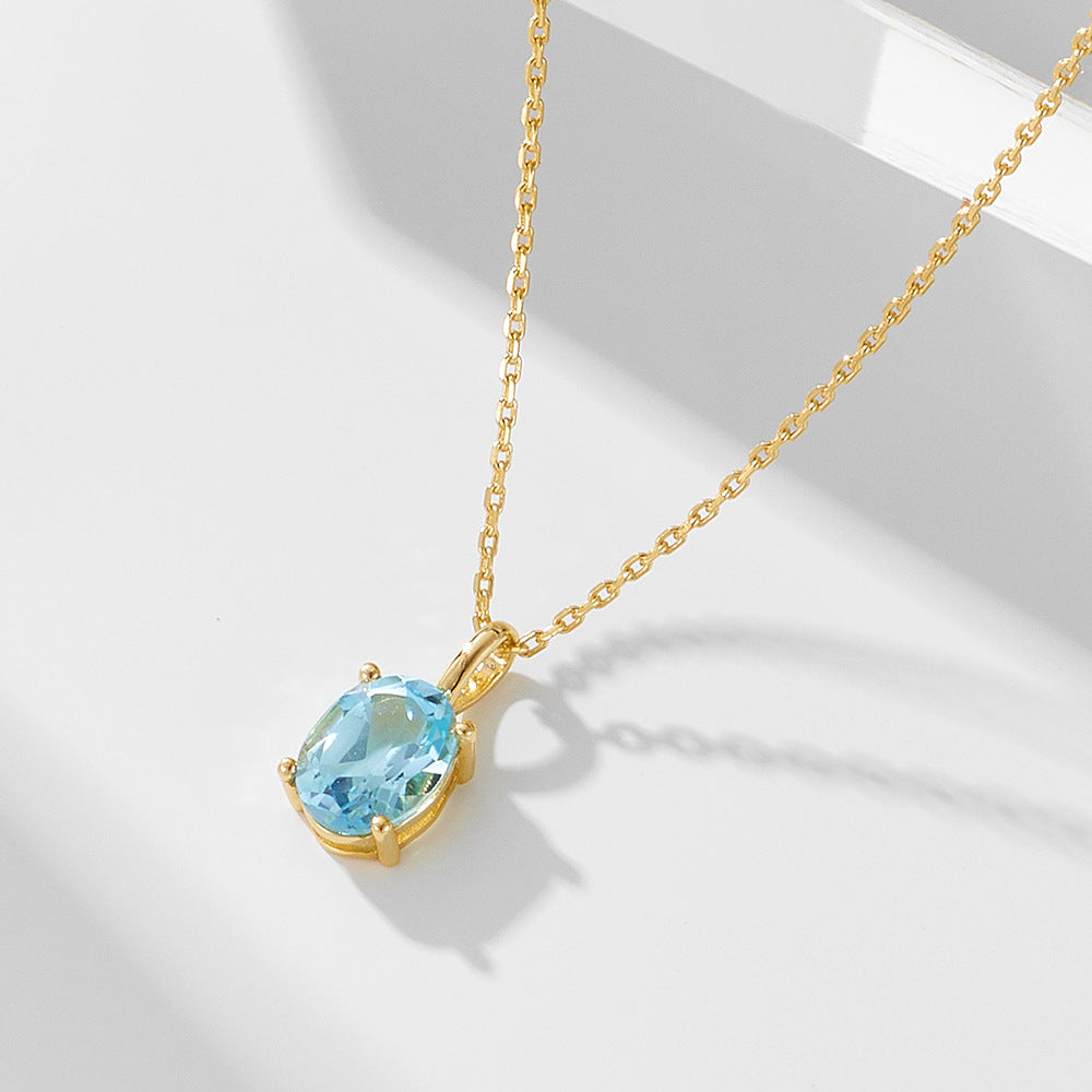 S925 Sterling Silver Sky Blue Topaz Necklace