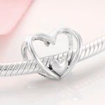 S925 Sterling Silver Hollow Heart Bead Pendant