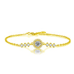 925 Sterling Silver Round Bag with Starry Sky Moissanite Bracelet