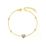 S925 Sterling Silver Moissanite Heart Bracelet
