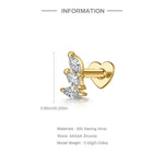 S925 Sterling Silver Heart-Shaped Stud Earrings with Marquise-Cut Zirconia and Flat-Back Threaded Posts