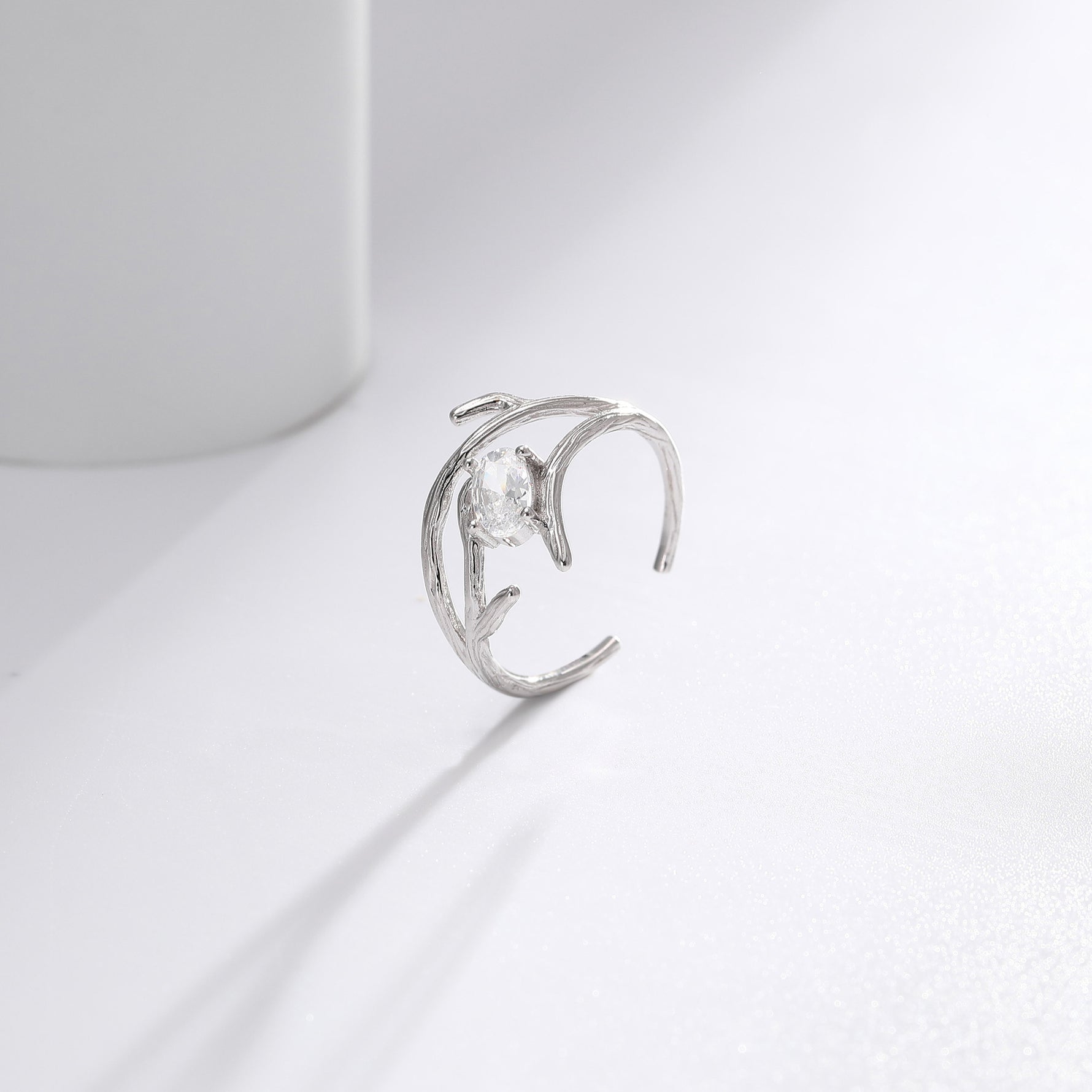 S925 Sterling Silver Ring with Zircon Inlay