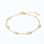 S925 Sterling Silver Gold-Plated Synthetic Opal Round Bracelet