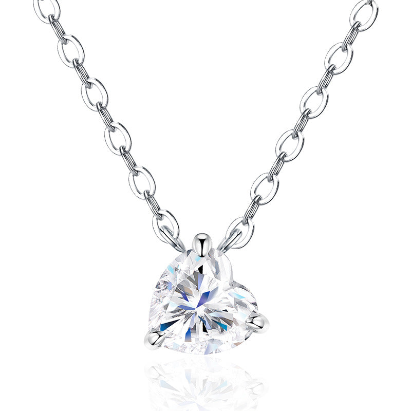 S925 Silver Heart-Shaped Moissanite Pendant Necklace