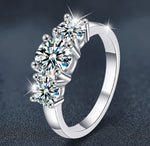 S925 Sterling Silver Classic Three Stone Moissanite Ring