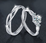 925 Sterling Silver Spiral Moissanite Couple Ring