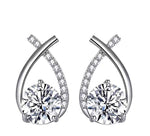 925 sterling silver fishtail crossed Moissanite earrings