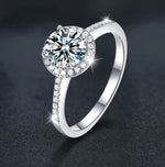 S925 Sterling Silver Round Moissanite Ring