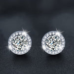 925  silver round moissanite stud earrings