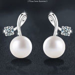 925 Sterling Silver Moissanite and Pearl Cherry Stud Earrings