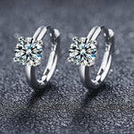 S925 Sterling Silver Moissanite Classic Four-Prong Stud Earrings