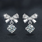 S925 Sterling Silver Moissanite Bow Stud Earrings