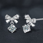 S925 Sterling Silver Moissanite Bow Stud Earrings