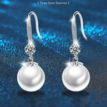 Pearl and Moissanite Dangle Earrings -925 Sterling Silver