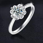 S925 Sterling Silver Flower Moissanite Engagement Ring
