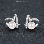 Elegant Pearl and Moissanite Heart Stud Earrings