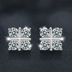 S925 Sterling Silver Moissanite Four-Leaf Clover Stud Earrings
