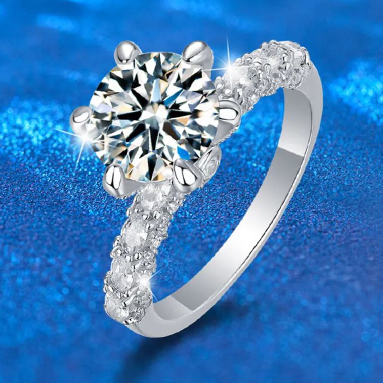 S925 Sterling Silver Full Eternity Moissanite Ring