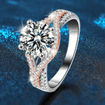 S925 Sterling Silver Moissanite Two-Color Ring