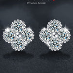 S925 Sterling Silver Moissanite Four-Leaf Clover Stud Earrings