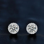 925 Silver Round Moissanite Stud Earrings
