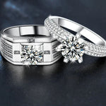 S925 Sterling Silver "Heartbeat" Moissanite Couple Ring