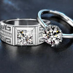 S925 Sterling Silver "One Love One Lifetime" Moissanite Couple Ring
