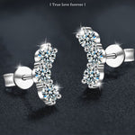 Stylish and elegant 925 sterling silver smiling moissanite stud earrings