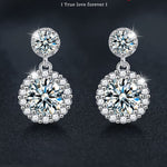 S925 Sterling Silver Moissanite Round X-Shaped Earrings