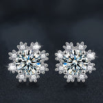 S925 Sterling Silver Romantic Snowflake Moissanite Earrings for Christmas