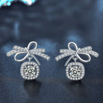 925 Sterling Silver Bow Stud Earrings with Moissanite