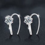 925 Sterling Silver U-Shaped Fashionable and Simple Moissanite Stud Earrings