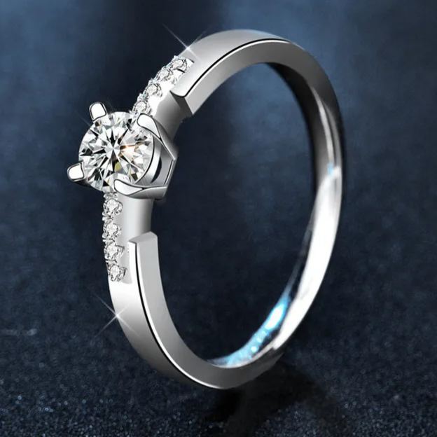 S925 Sterling Silver Moissanite Wedding Ring