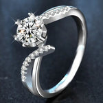 S925 Sterling Silver Moissanite Six-Claw Ring