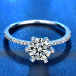 S925 Sterling Silver Classic Six-Claw Moissanite Ring