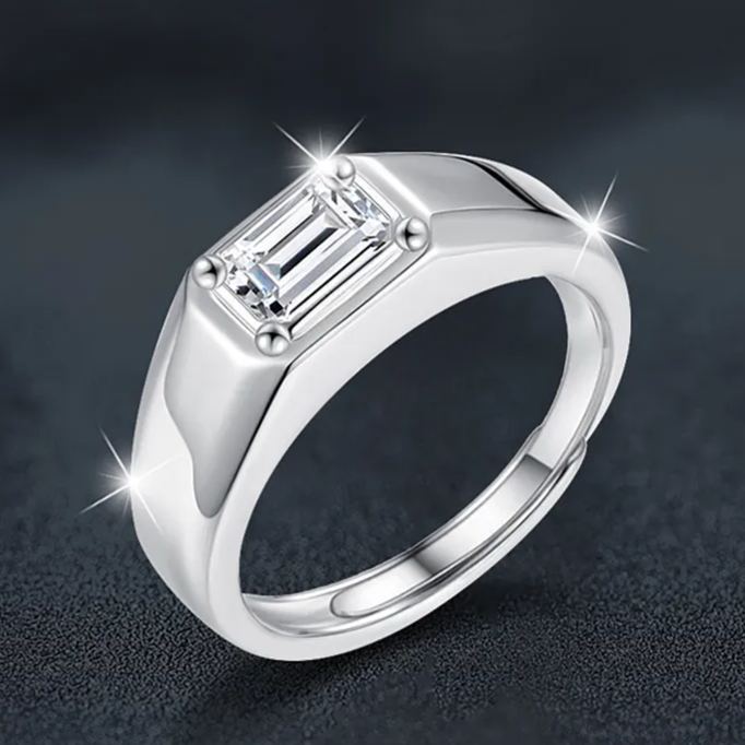S925 Sterling Silver Moissanite Simple Ring
