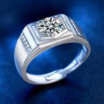 S925 Sterling Silver Moissanite Men's Bold Ring