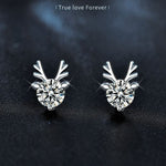 925 Sterling Silver Reindeer Moissanite Christmas Earrings