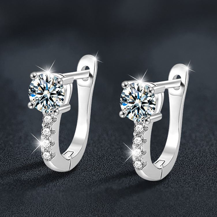 S925 Sterling Silver Moissanite Classic U-Shaped Earrings
