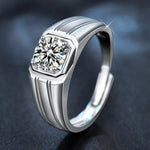 S925 Sterling Silver Men's Simplicity Diamond Moissanite Ring