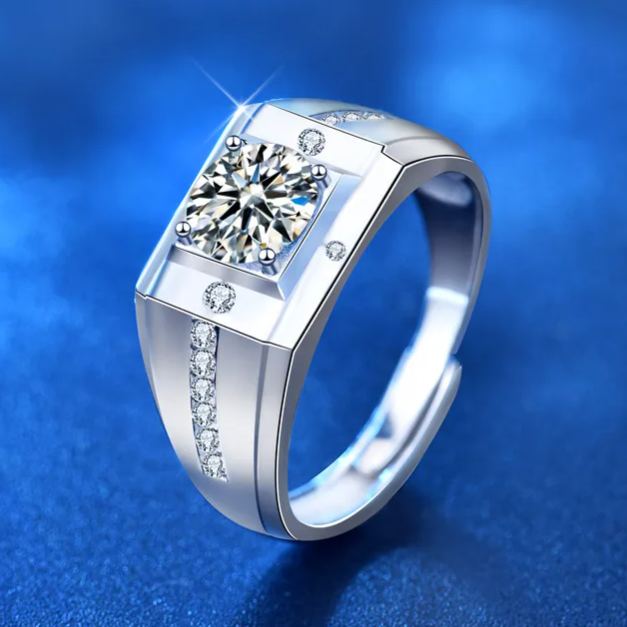 S925 Sterling Silver Cross Arrangement Moissanite Ring